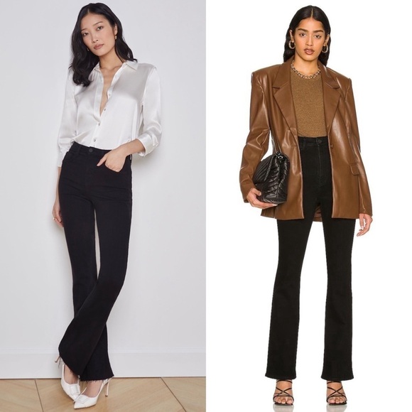 NWT L’AGENCE 90s High Rise Black Stretch Denim Straight Leg Relaxed Fit Jeans 25 - Picture 1 of 5